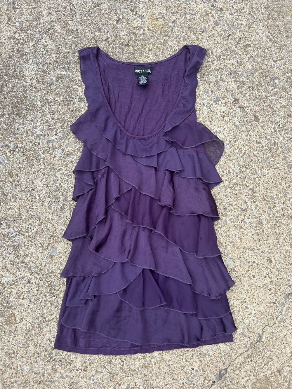 Wet Seal Deep Purple Layered Ruffle Tank